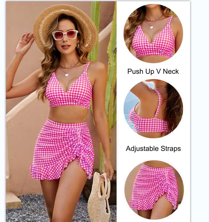 💥High Waisted Bikini Sets Women's Tummy Control Gingham