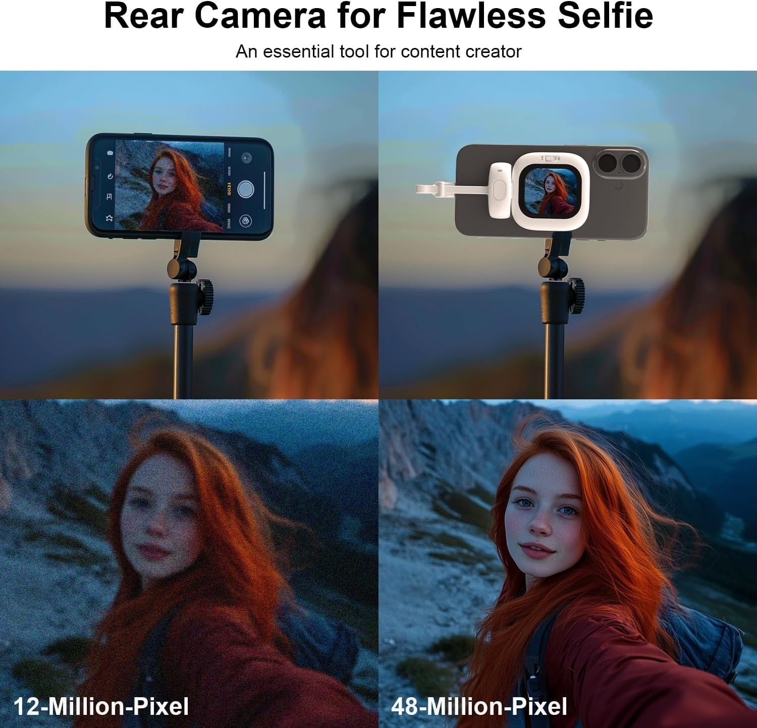 Vlogmate Mini Vlog Selfie Monitor Screen for iPhone, Wired Back Camera Monitor with Bluetooth Remote